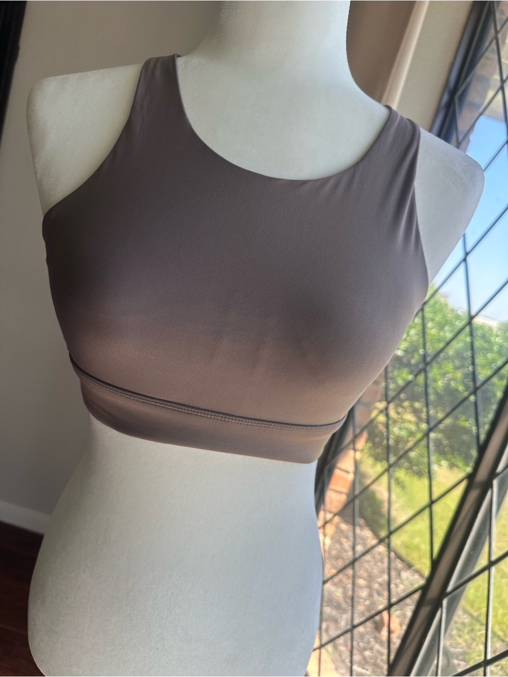 Fabletics Brown Taupe High-Neck Sports Bra